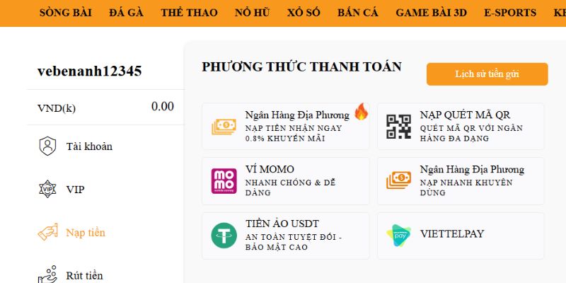 Hướng dẫn nạp tiền DAGA